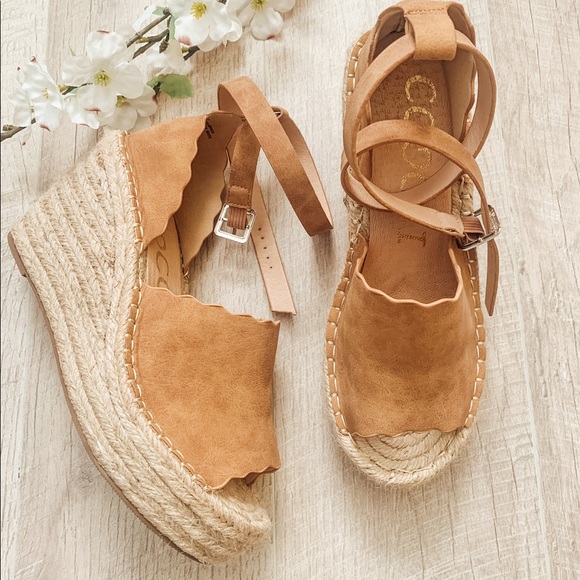 Tan Wedge Sandals - Picture 1 of 1